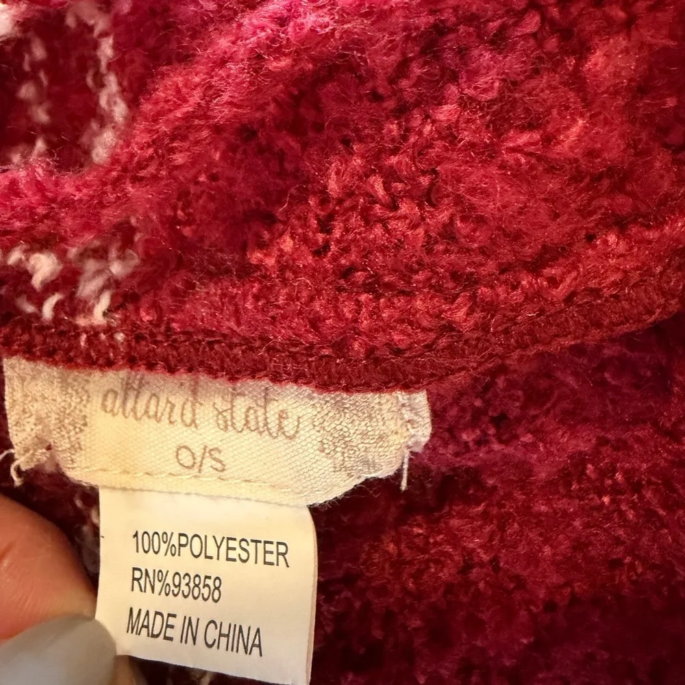 Altard State Womans Scarf Burgundy Fringe Infinity Preppy Boho Festival Knit EUC